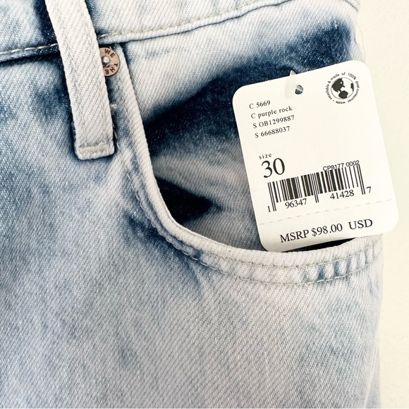 Free People Tapered Baggy Boyfriend Distressed Jeans Purple Rock Light Wash NEW - Picture 11 of 12